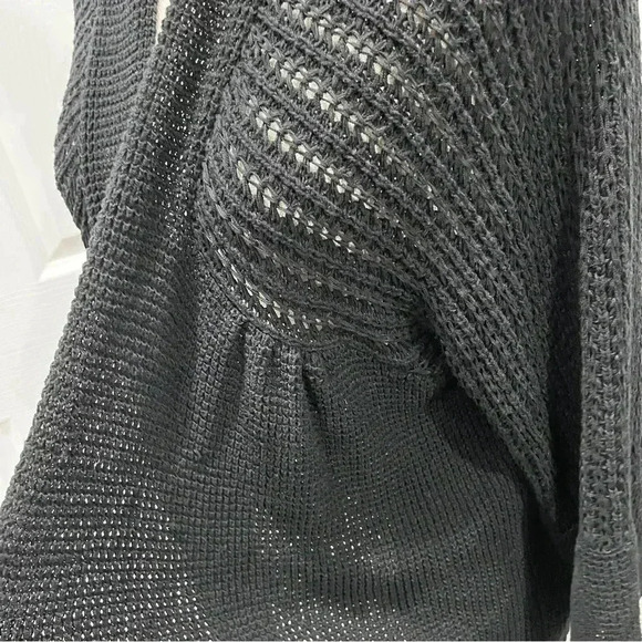 Alfani Open knit Black gathered cardigan type sweater, open front - Picture 6 of 9